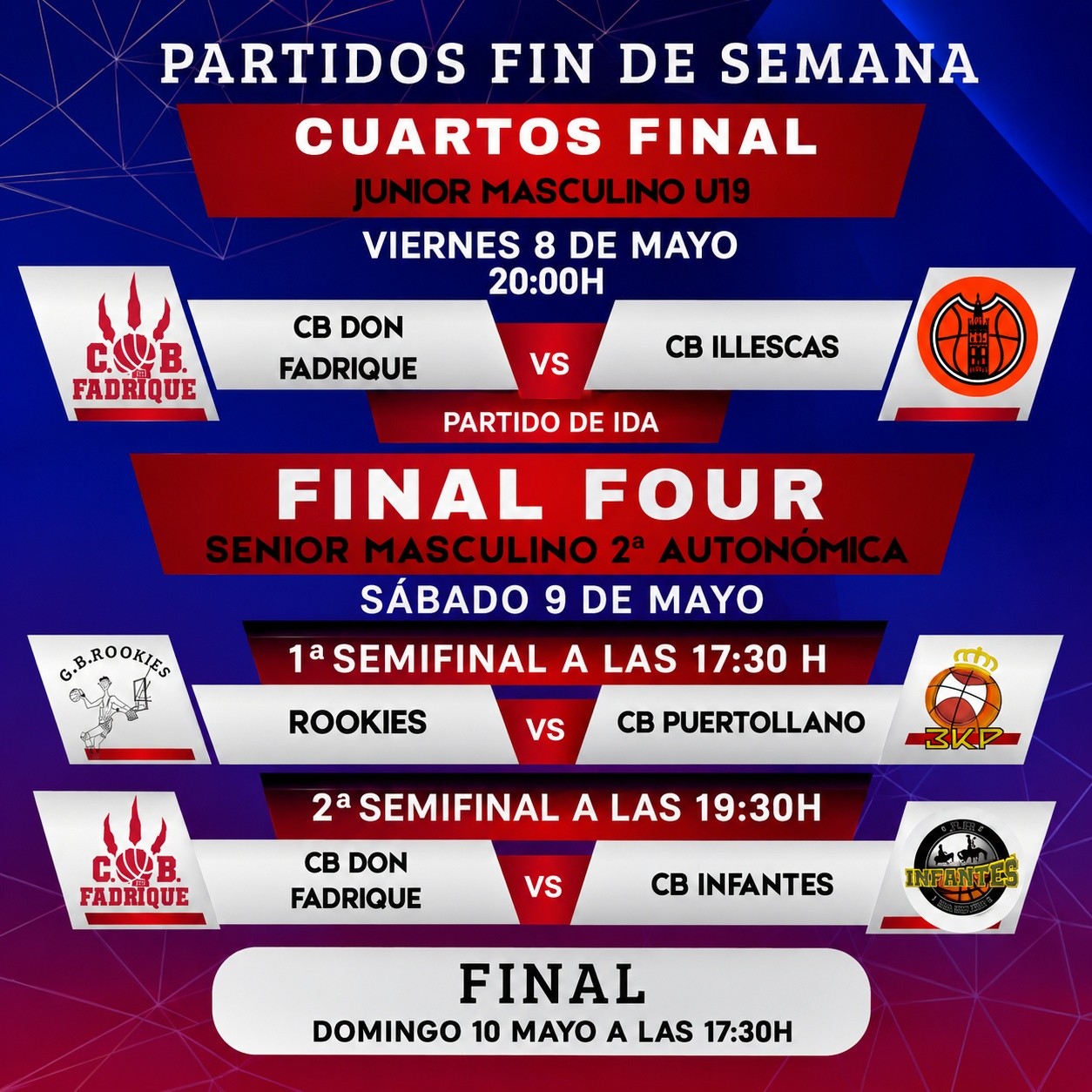 La Villa de don Fadrique vuelve a ser la sede de una fase final a 4 con el CB Don Fadrique como anfitrión FinalA4